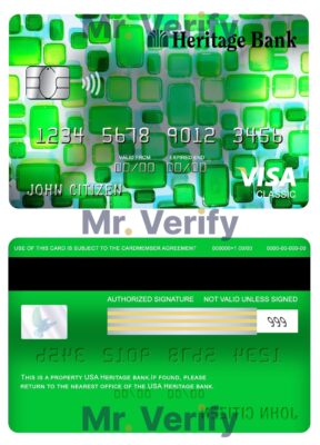 Fillable USA Heritage bank visa classic card Templates | Layer-Based PSD