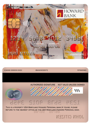 USA Editable Templates 12 Fillable USA Maryland Howard Personal bank mastercard Templates