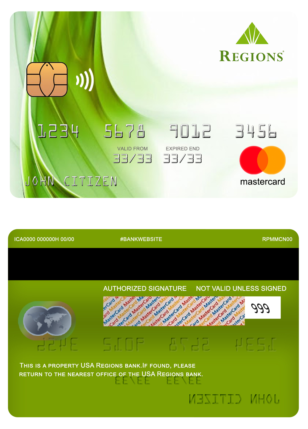 Fillable USA Regions bank mastercard card Templates | Layer-Based PSD