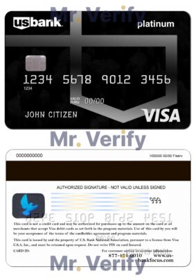 Fillable USA U.S. Bank visa card Templates | Layer-Based PSD