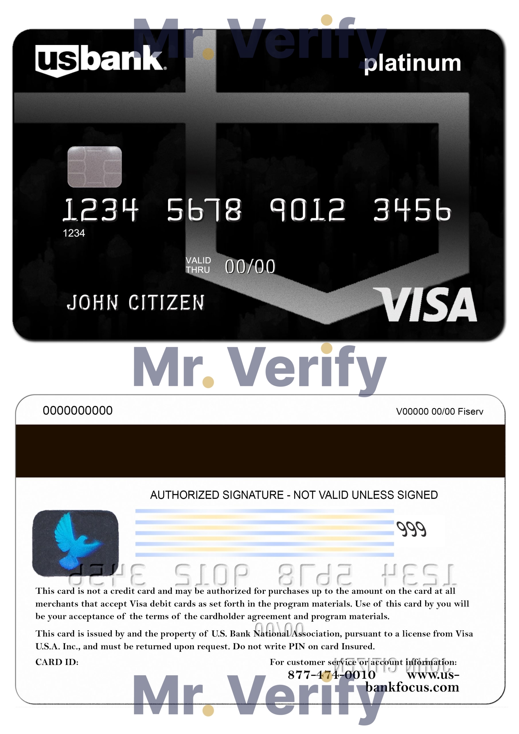 Fillable USA U.S. Bank visa card Templates | Layer-Based PSD