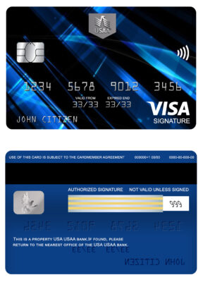 Fillable USA USAA bank visa signature card Templates | Layer-Based PSD