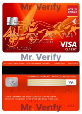 Fillable USA Wells Fargo bank visa classic card Templates | Layer-Based PSD