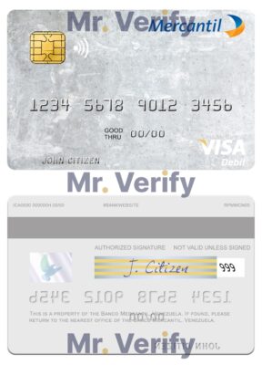Fillable Venezuela Banco Mercantil visa debit card Templates | Layer-Based PSD