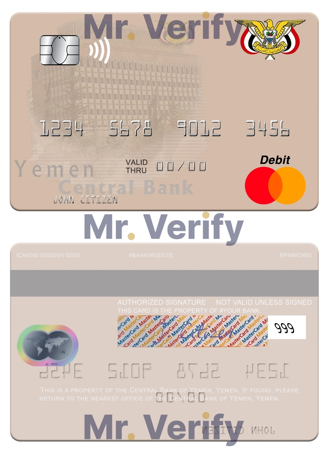 Fillable Yemen Central Bank of Yemen mastercard Templates | Layer-Based PSD