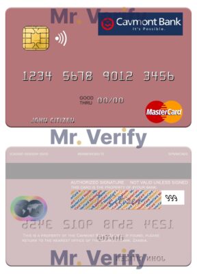 Fillable Zambia Cavmont Bank mastercard credit card Templates | Layer-Based PSD