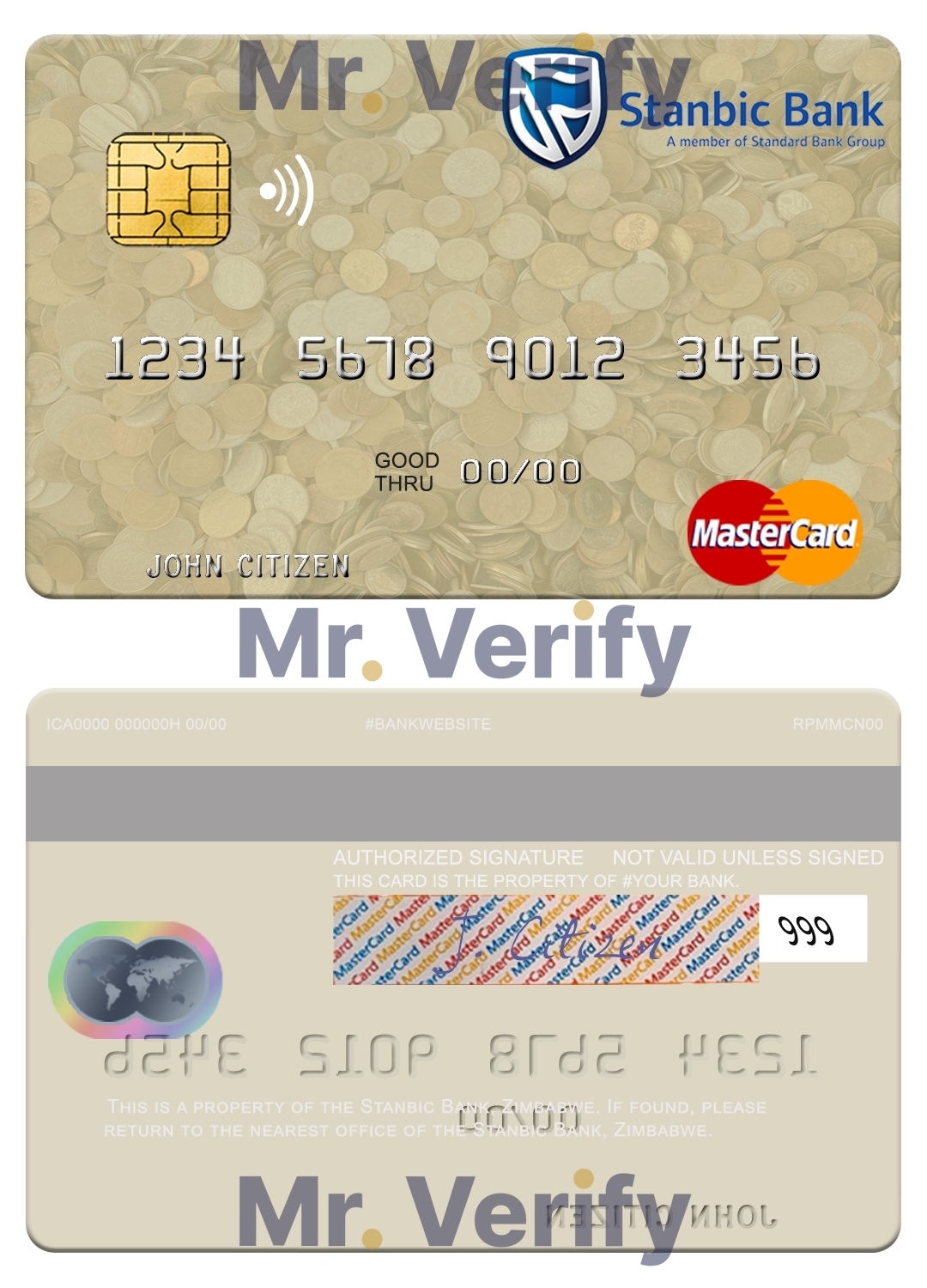 Fillable Zimbabwe Stanbic Bank mastercard credit card Templates | Layer-Based PSD