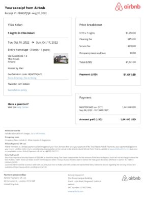 Editable Finland Hotel Booking Form Template | Fillable PDF
