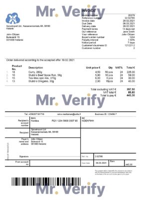 High-Quality Finland SpiceImport Ltd Invoice Template PDF | Fully Editable