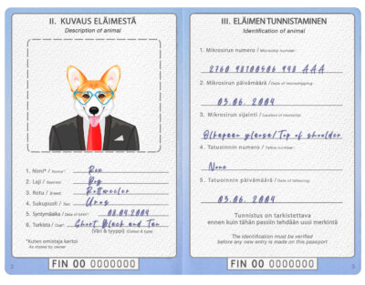 Finland dog Fake PSD Passport | Instant Download
