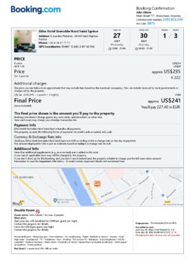 Editable France Hotel Booking Form Template | Fillable PDF