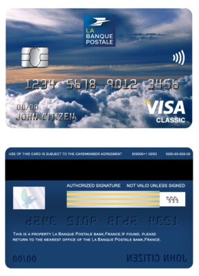 Editable France La Banque Postale bank visa classic card Templates in PSD Format