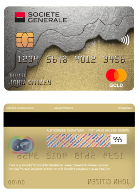 Fillable France Société Générale bank mastercard Templates | Layer-Based PSD