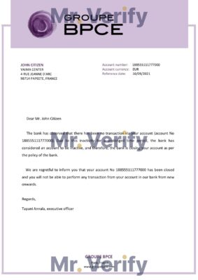 Download France Groupe BPCE Bank Reference Letter Templates | Editable Word