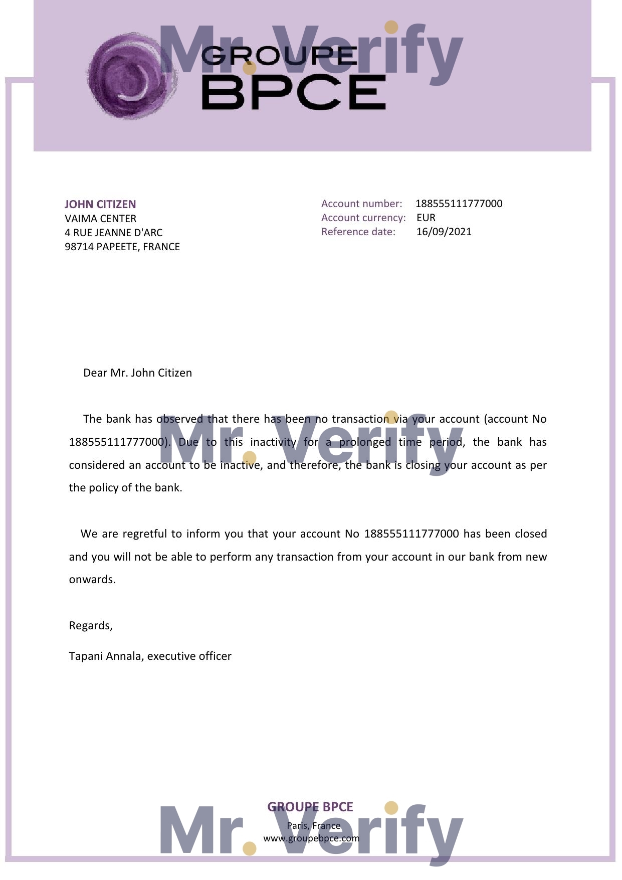 Download France Groupe BPCE Bank Reference Letter Templates | Editable Word