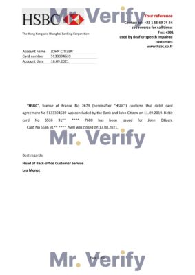 Download France HSBC Bank Reference Letter Templates | Editable Word