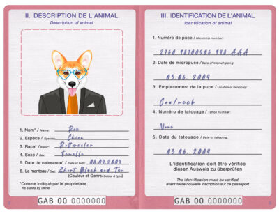 Gabon dog Fake PSD Passport | Instant Download