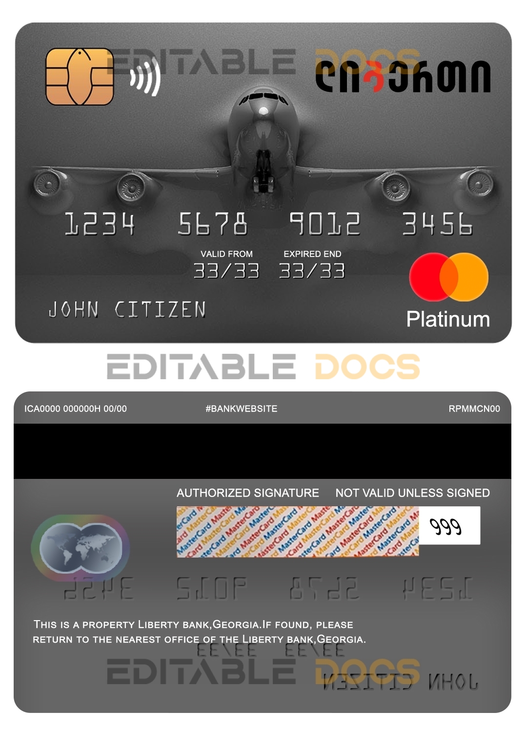 Fillable Georgia Liberty bank platinum mastercard Templates | Layer-Based PSD