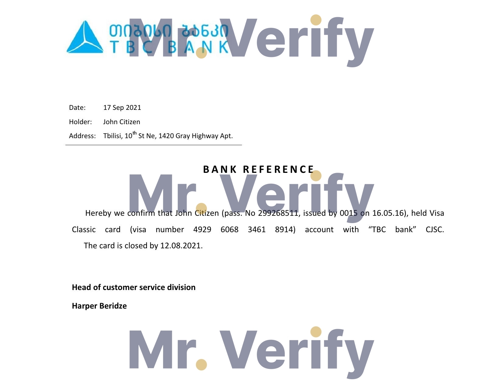 Download Georgia TBC Bank Reference Letter Templates | Editable Word