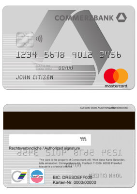 Editable Germany Commerzbank Bank mastercard Templates