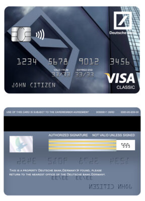 Editable Germany Deutsche bank visa classic card Templates in PSD Format