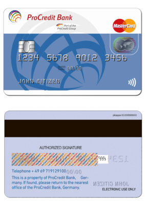 Editable Germany ProCredit Bank mastercard credit card Templates