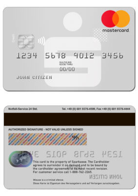 Editable Germany Sparkasse Bank mastercard Templates