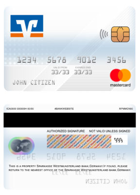 Editable Germany Volksbank Jever bank mastercard Templates in PSD Format