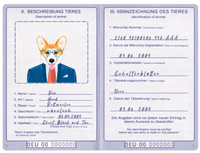Germany dog Fake PSD Passport | Instant Download