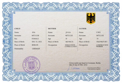 Authentic Germany Birth Certificate Template | Customize and Download Online
