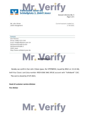 Download Germany Volksbank Bank Reference Letter Templates | Editable Word