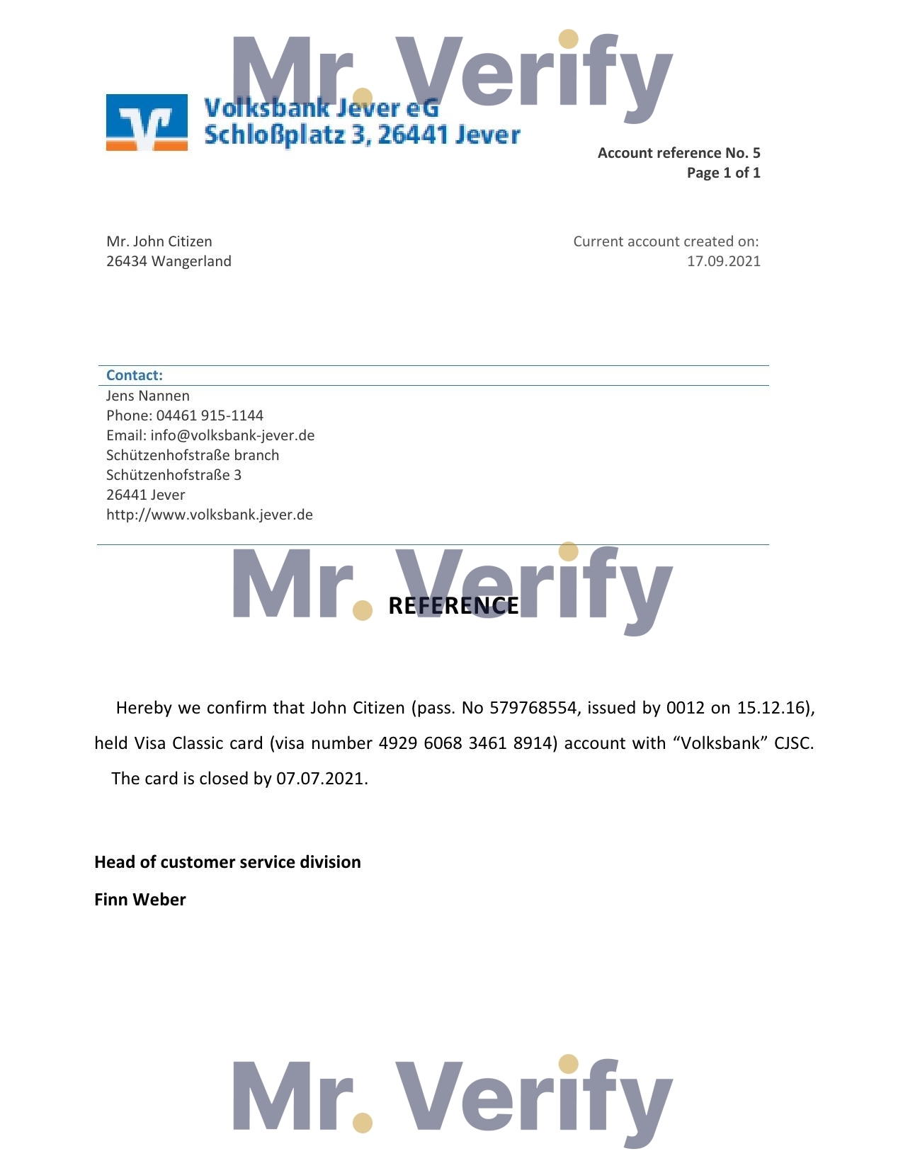 Download Germany Volksbank Bank Reference Letter Templates | Editable Word