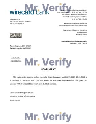 Download Germany Wirecard Bank Reference Letter Templates | Editable Word