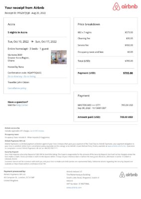Editable Ghana Hotel Booking Form Template | Fillable PDF