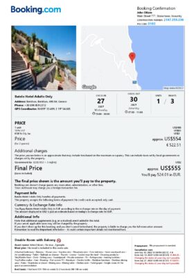 Editable Greece Hotel Booking Form Template | Fillable PDF