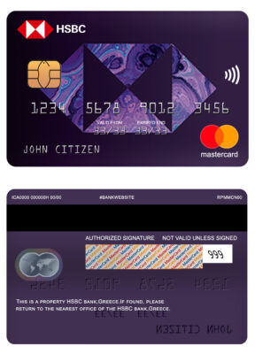 Editable Greece HSBC bank mastercard Templates in PSD Format