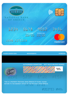 Editable Greece National bank mastercard Templates in PSD Format