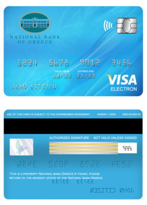 Fillable Greece National bank visa electron card Templates | Layer-Based PSD