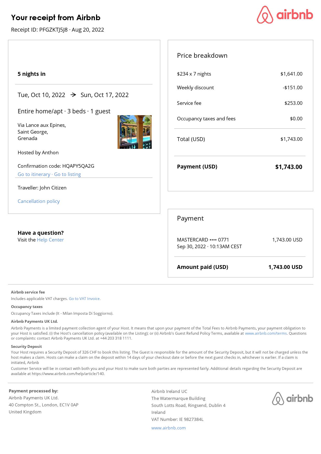 Editable Grenada Hotel Booking Form Template | Fillable PDF