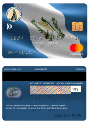 Editable Guatemala Banco de Guatemala bank mastercard Templates in PSD Format