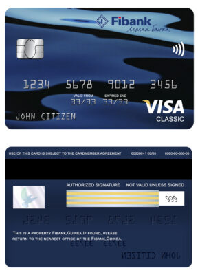 Editable Guinea Fibank bank visa classic card Templates in PSD Format