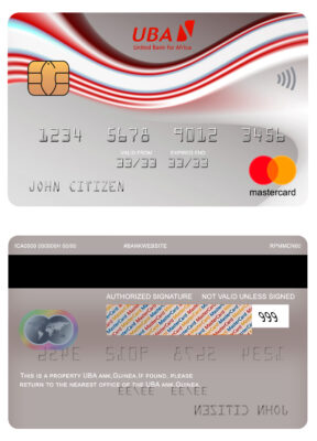 Editable Guinea UBA bank mastercard Templates in PSD Format