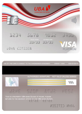 Editable Guinea UBA bank visa platinum card Templates in PSD Format