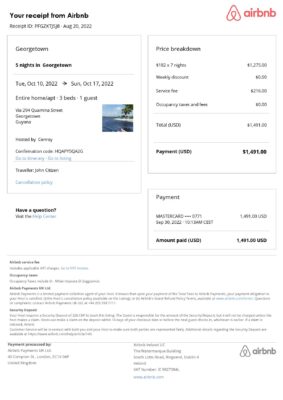 Editable Guyana Hotel Booking Form Template | Fillable PDF