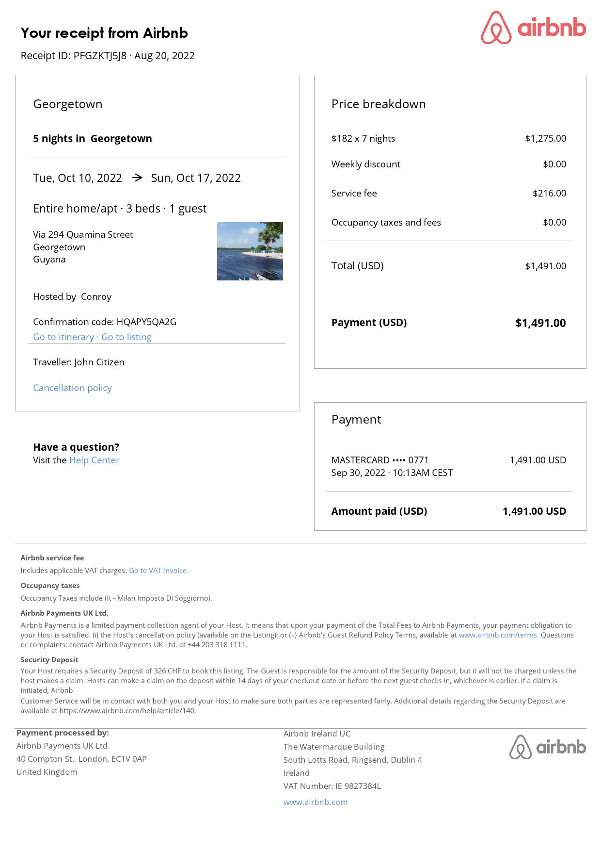 Editable Guyana Hotel Booking Form Template | Fillable PDF