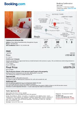 Editable Guyana Hotel Booking Form Template | Fillable PDF