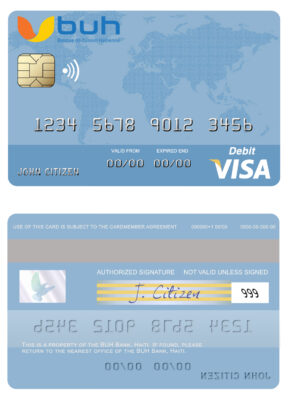 Fillable Haiti BUH Bank visa card Templates | Layer-Based PSD
