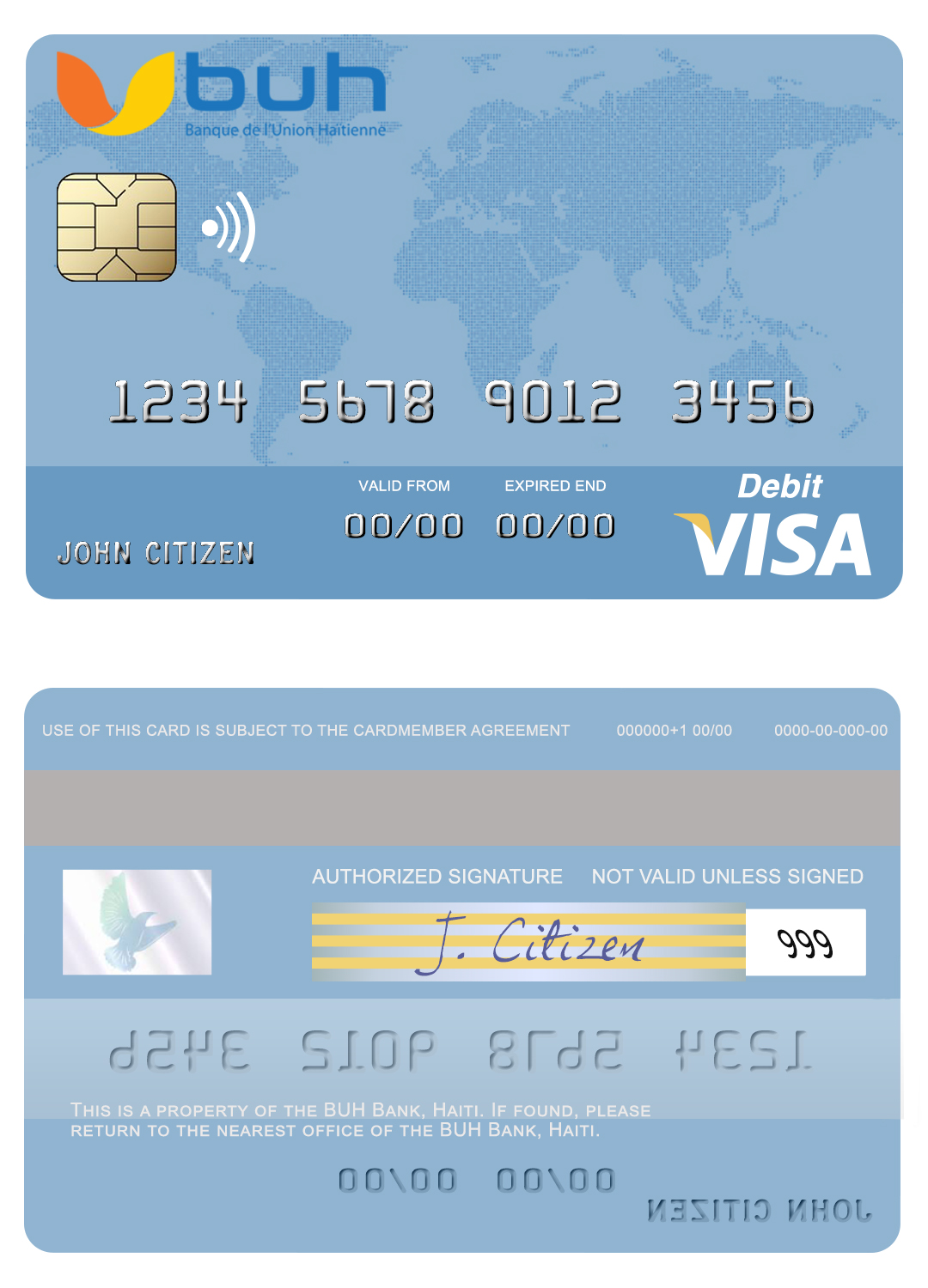 Fillable Haiti BUH Bank visa card Templates | Layer-Based PSD