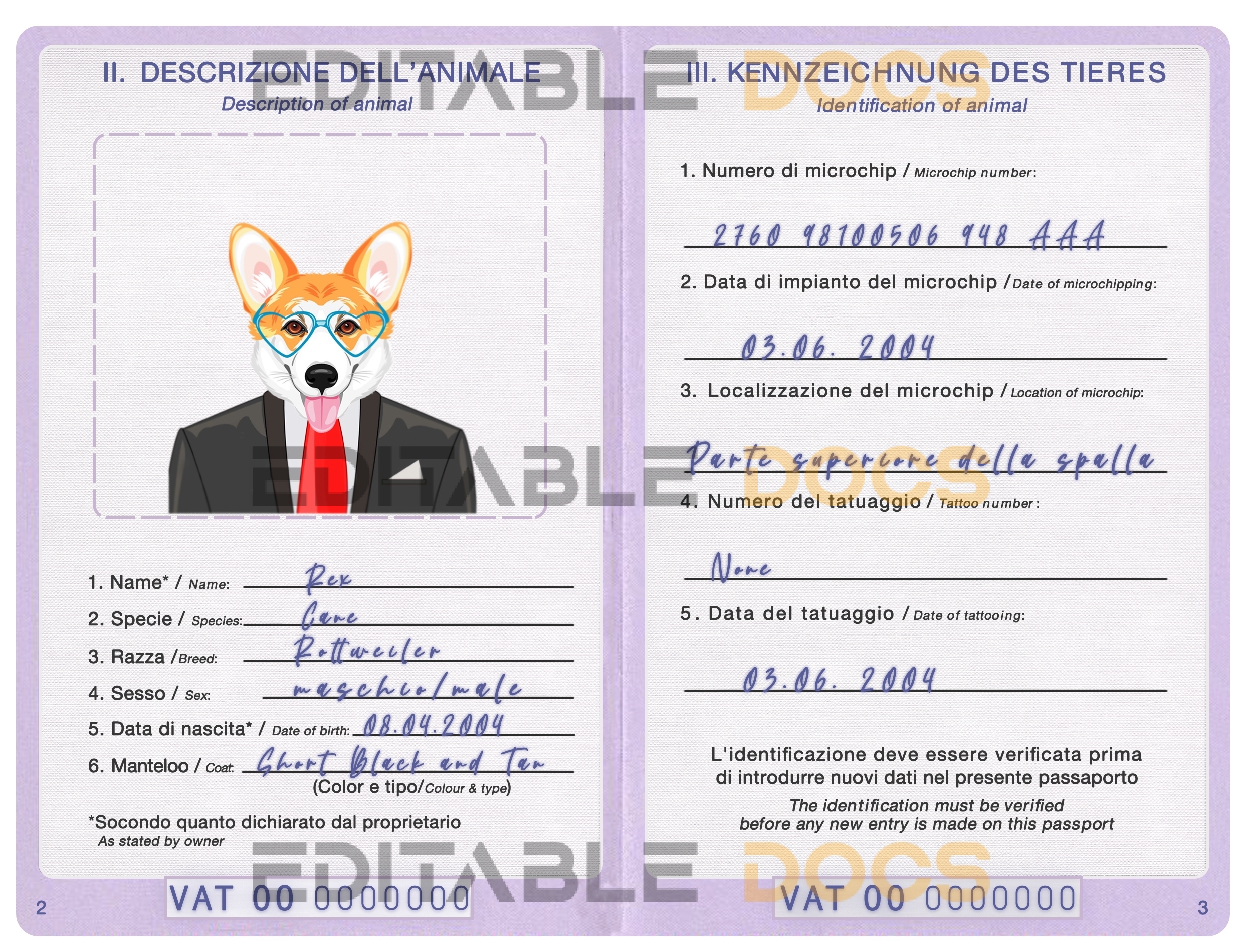 Holy See dog Fake PSD Passport | Instant Download