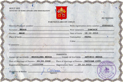 Authentic Holy See Birth Certificate Template | Customize and Download Online